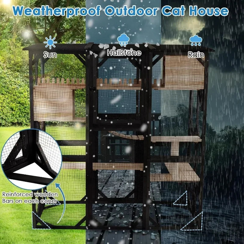 FunXplore Outdoor Cat Catio Walk In Enclosure For Multiple Cats