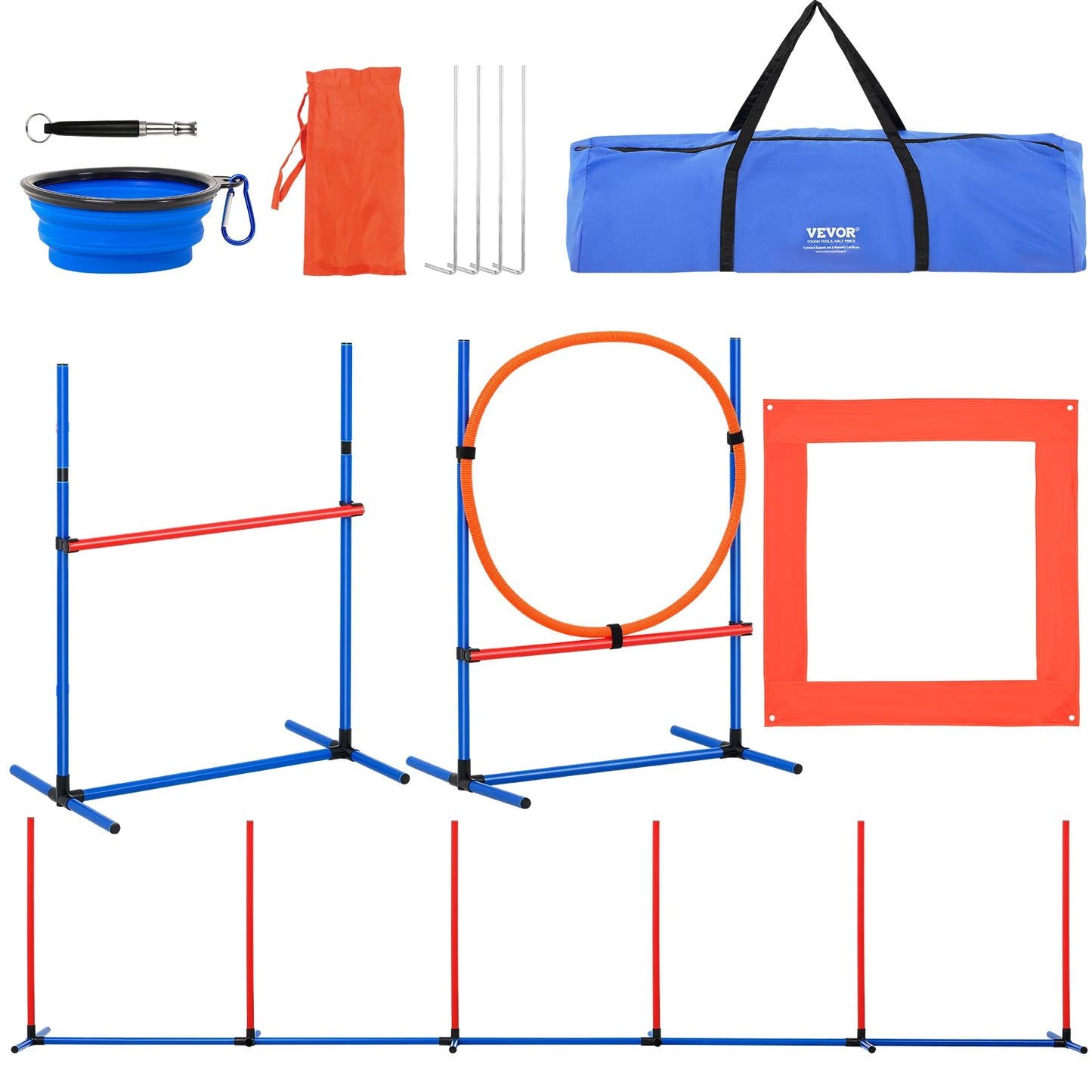 Dog Agility Training Equipment 4-Piece Set With Adjustable Hurdles