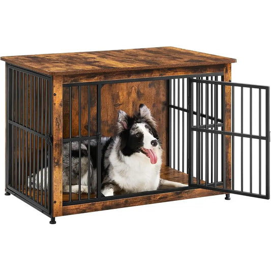 Heavy Duty Wooden Dog Crate End Table For Pets Indoors