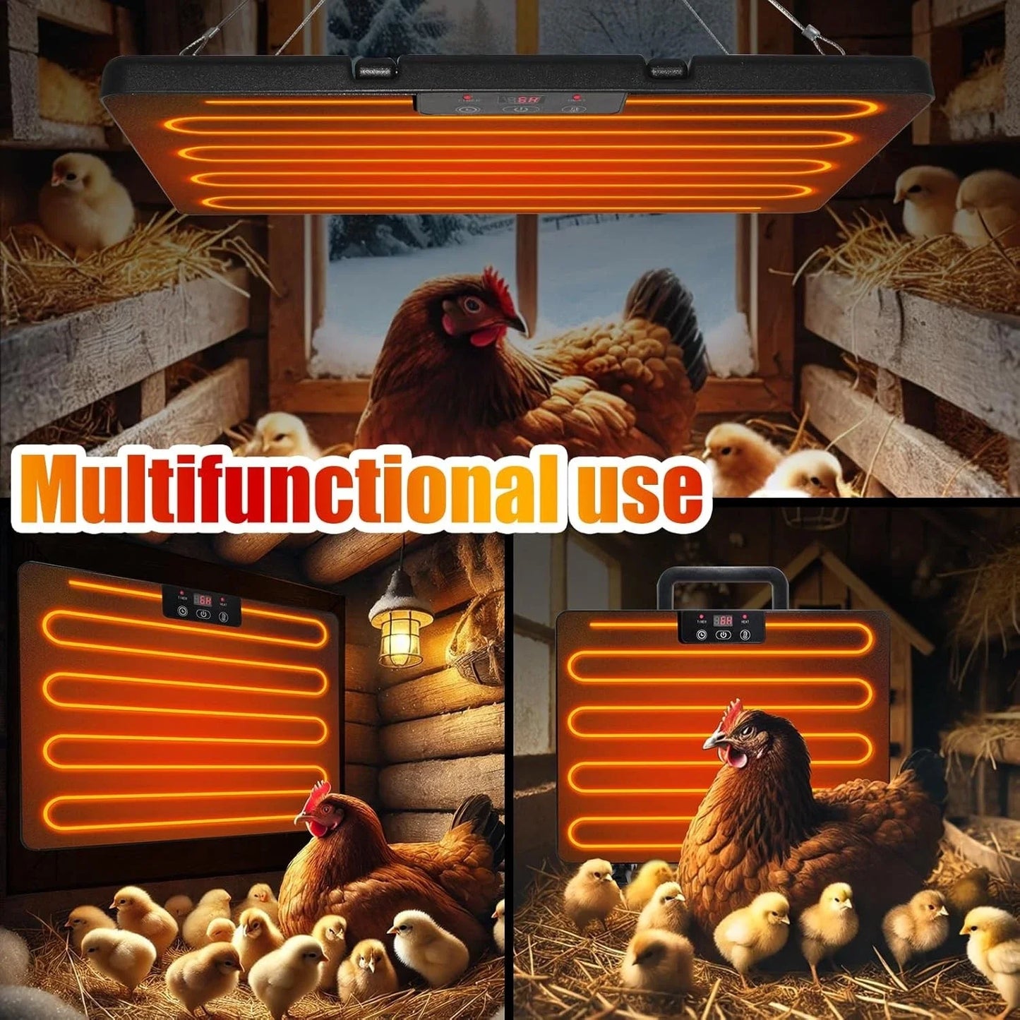 Universal Chicken Coop Heater Thermostatic Panel Adjustable Temperature