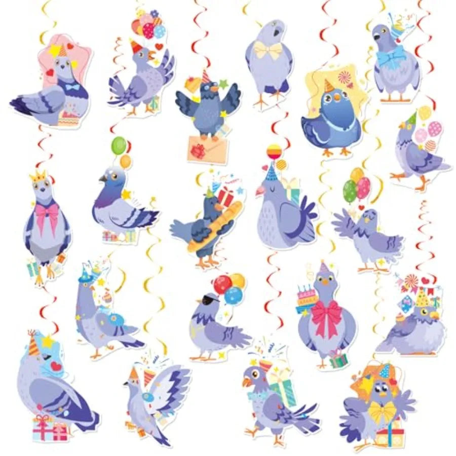 Pigeon Hanging Decorations Ceiling Swirls for Bird Birthday Party Supplies