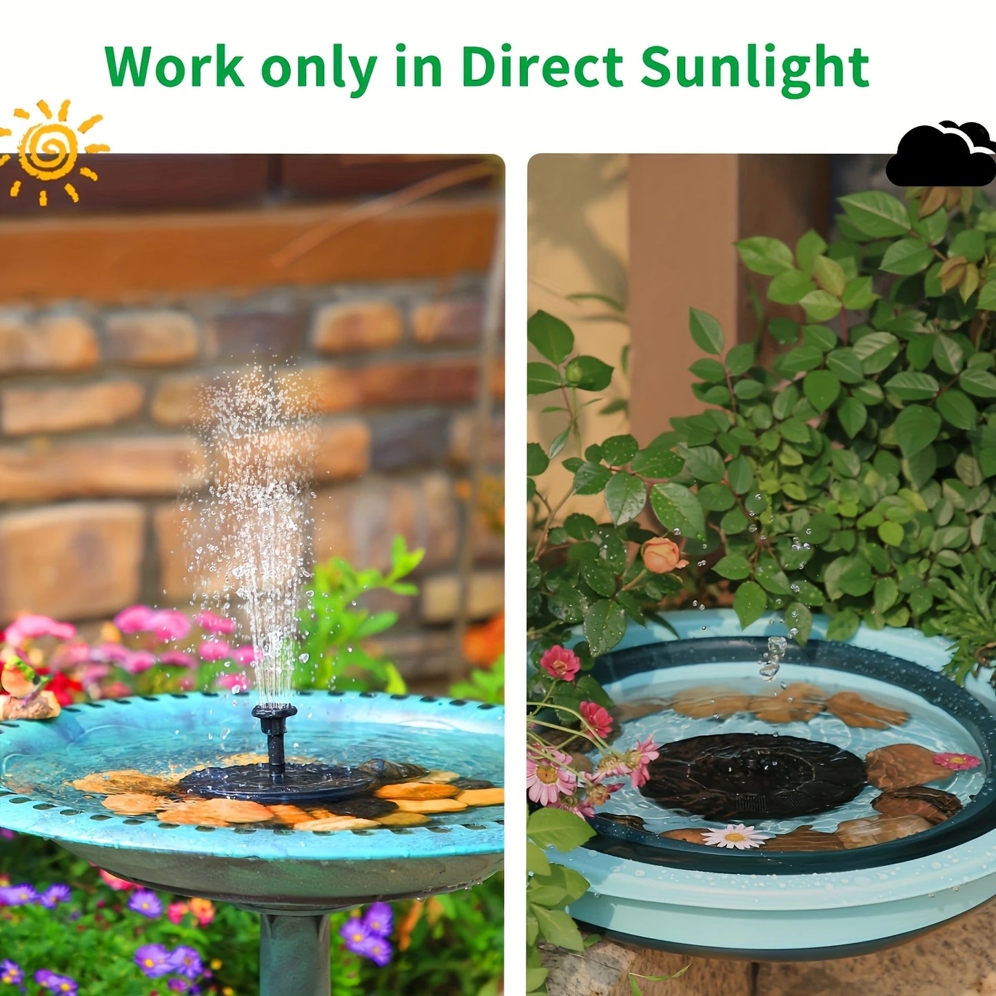 Floating Solar Water Fountain 1.4W Solar Powered Pond Pump Nozzles