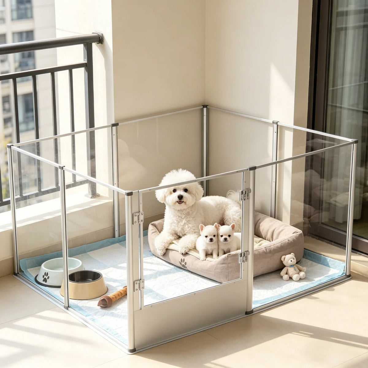 Bingopaw Acrylic Dog Playpen With Waterproof Puppy Exercise Mat