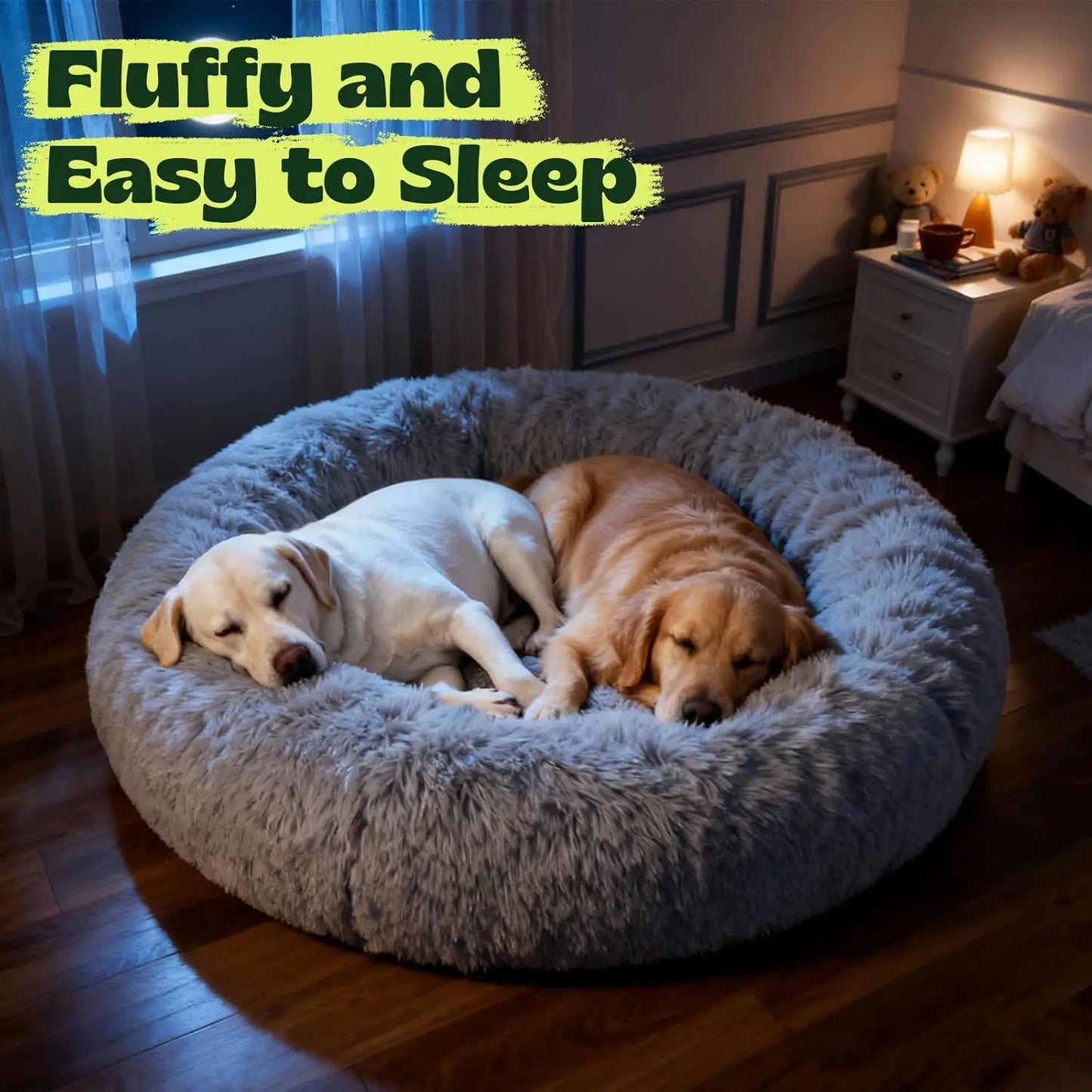 Orthopaedic Round Dog Bed With Removable Cover Calming Foam