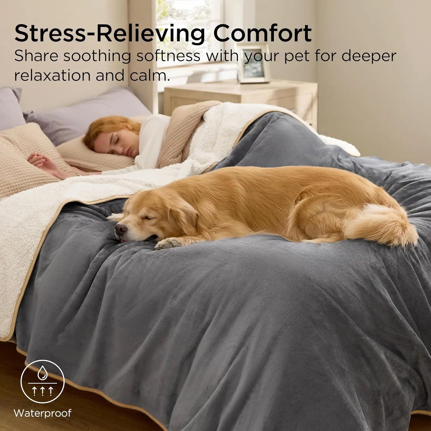 Pet Blanket With Sherpa And Fleece Reversible Comfort