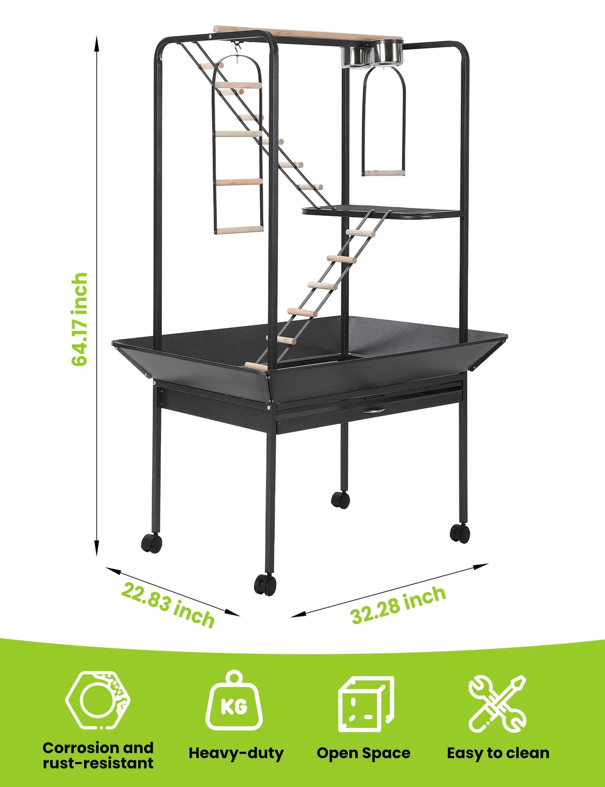 Metal Bird Play Stand With Ladder And Feeder Bowls