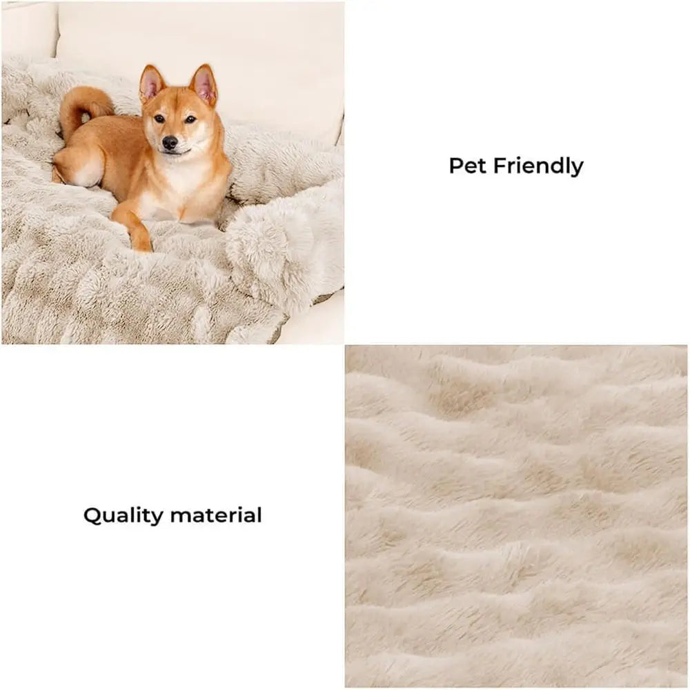 Plush Calming Dog Couch Bed Washable Protector For Pets
