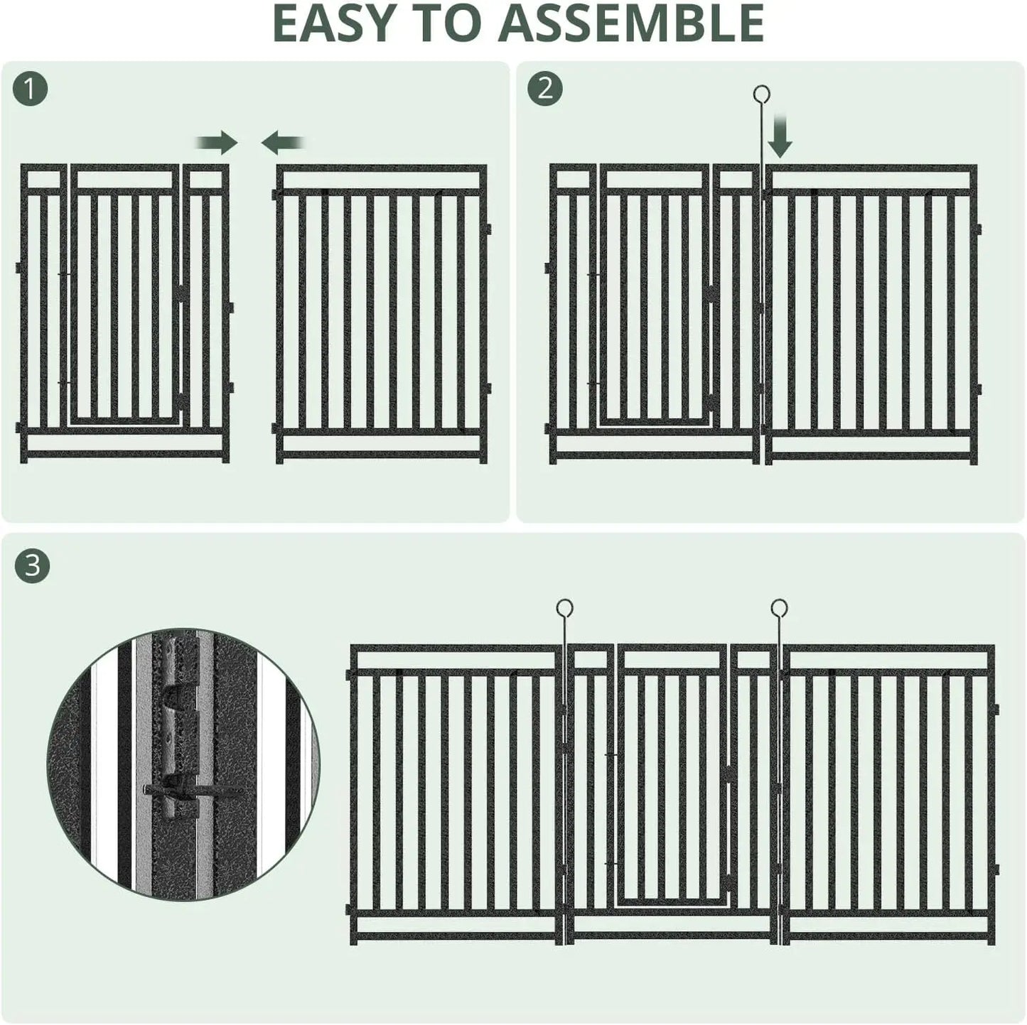 Rustproof Metal Garden Fence With Gates For Yard And Patio No Dig Installation