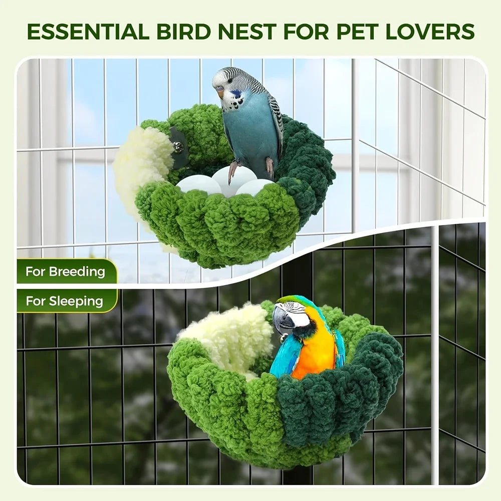 NONECN Plush Bird Bed Nest For Small Animals Parrot Cage Accessories