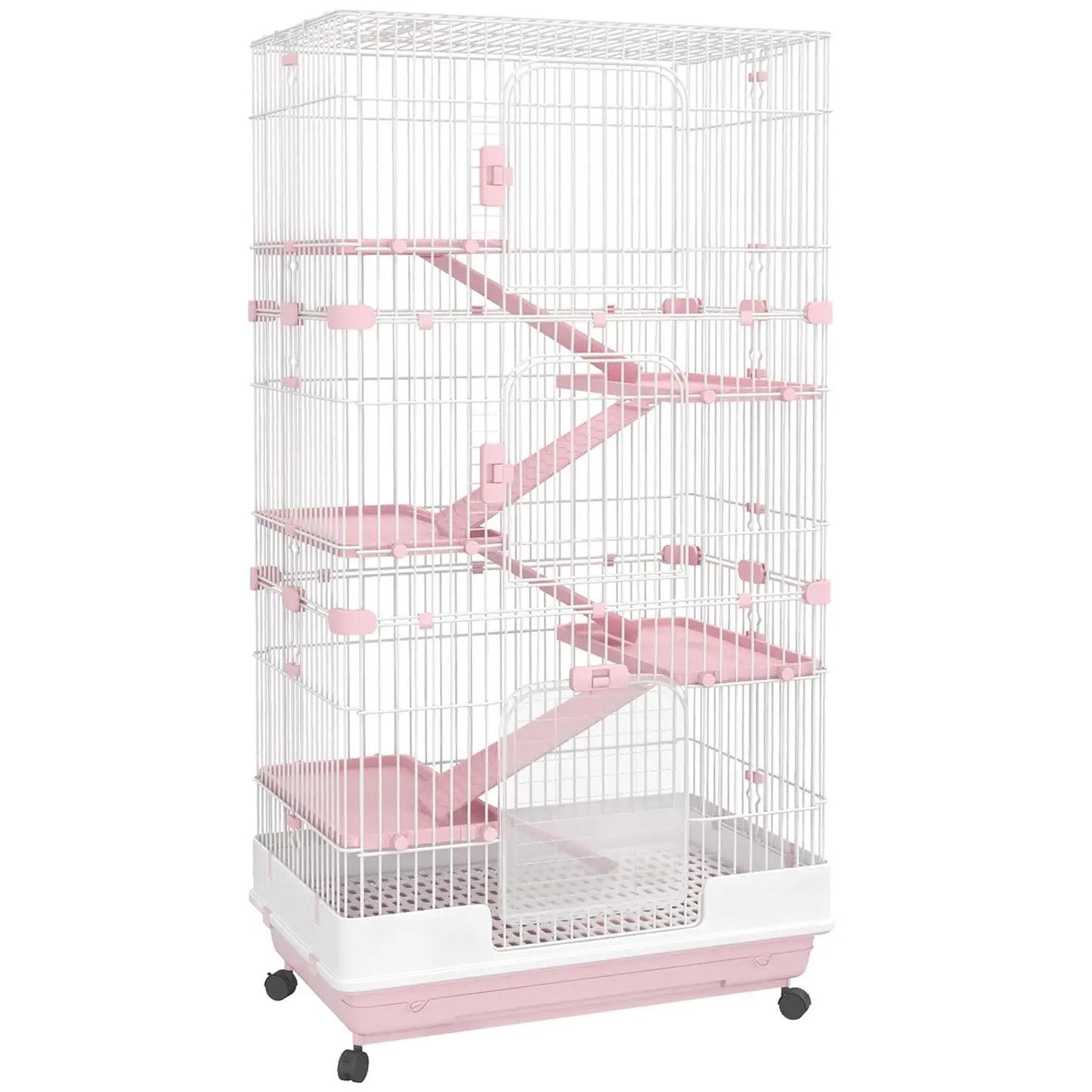 6 Level Small Animal Cage With Wheels Removable Tray Ramp Platform