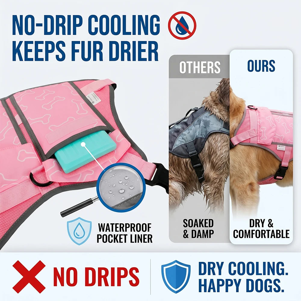 Replaceable Cooling Pack Vest For Alaskan Malamute Dog