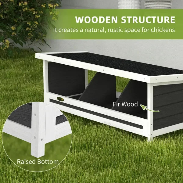 Wood Nesting Boxes for Up to Three Chickens with Roof
