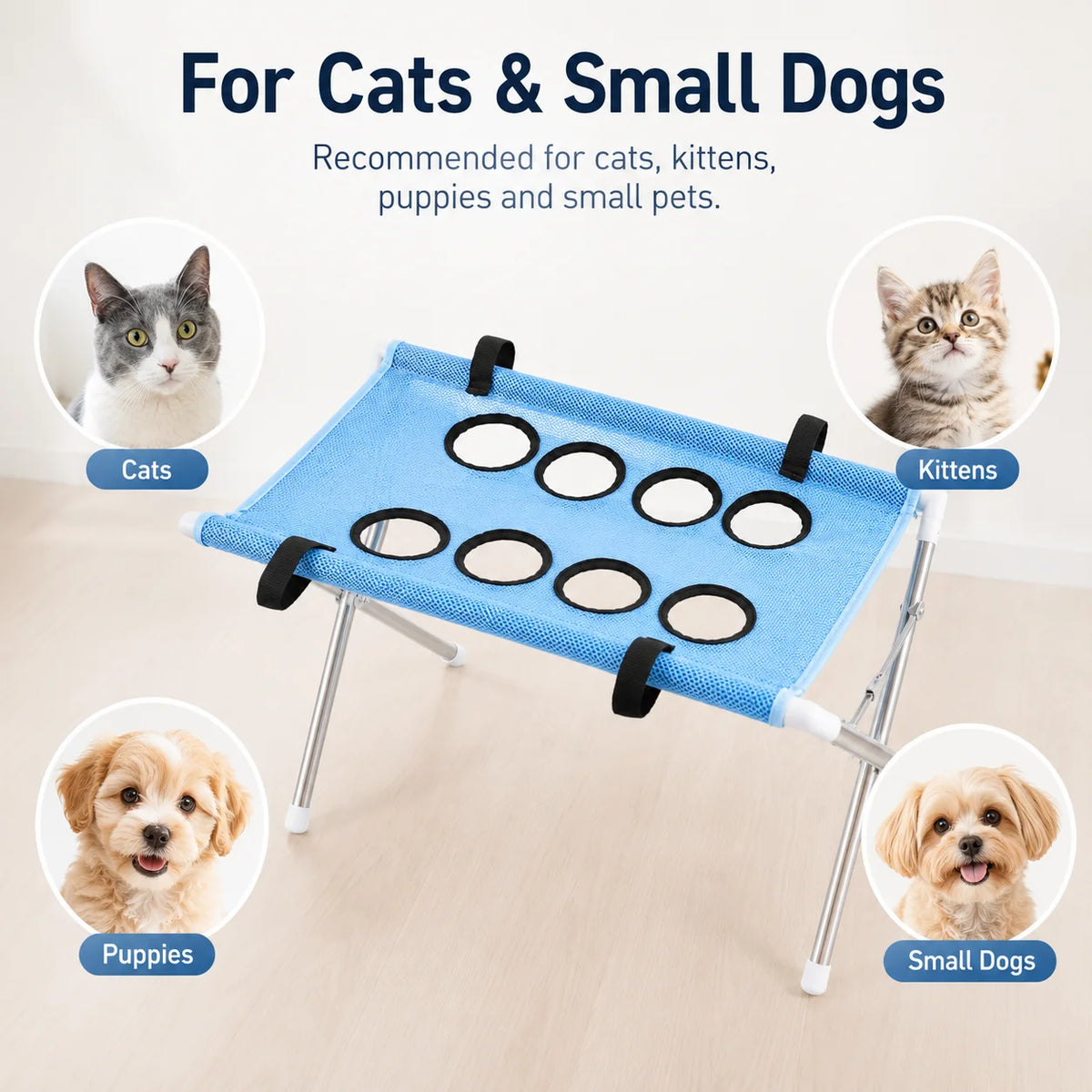 Foldable Pet Grooming Table With Breathable Mesh Platform