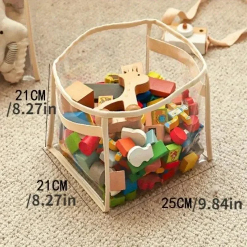 Transparent Large Toy Storage Basket For Kids Household Organizer