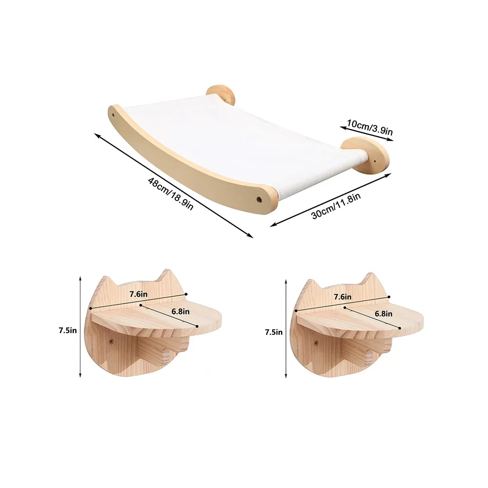 CWV Wall Mounted Cat Hammock And Sisal Rope Climbing Shelf