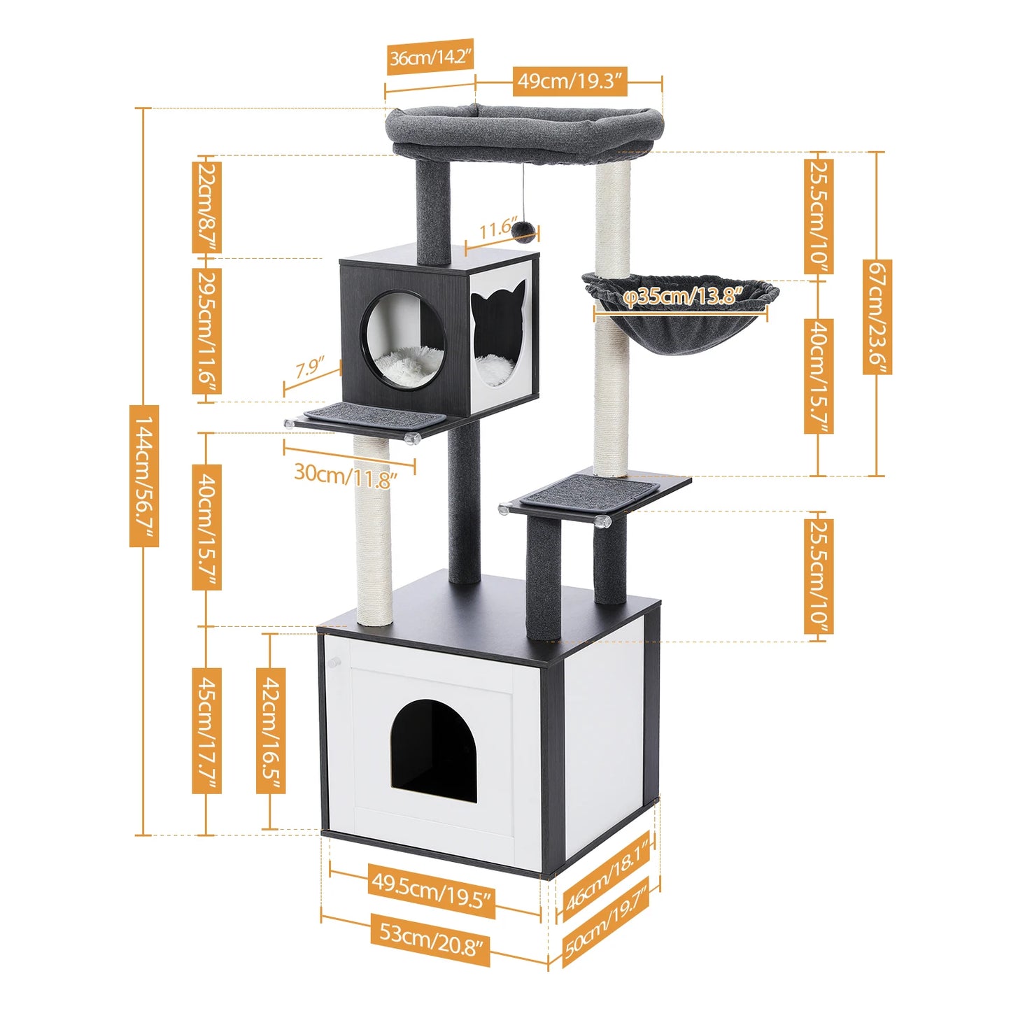 PAWZ Ro Multi Level Cat Tree With Scratching Posts Tower
