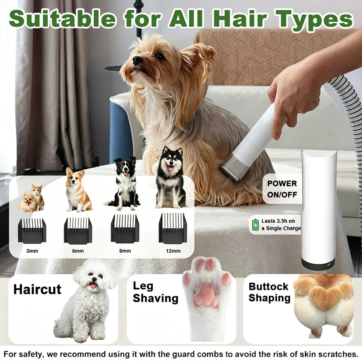 Professional 5In1 Pet Grooming Vacuum Trimmer Tool Set