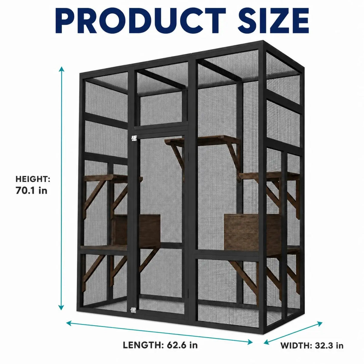Himiss Wooden Outdoor Catio With Five Platforms For Cats