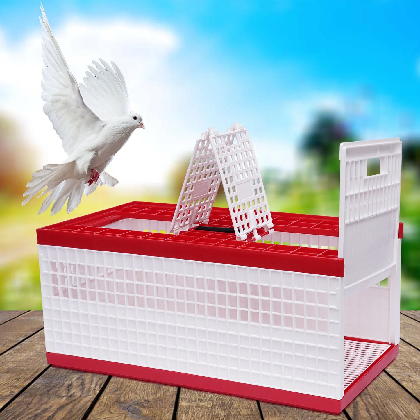 NONECN 3-Door Pigeon Cage With Handle Foldable Travel Bird Cage