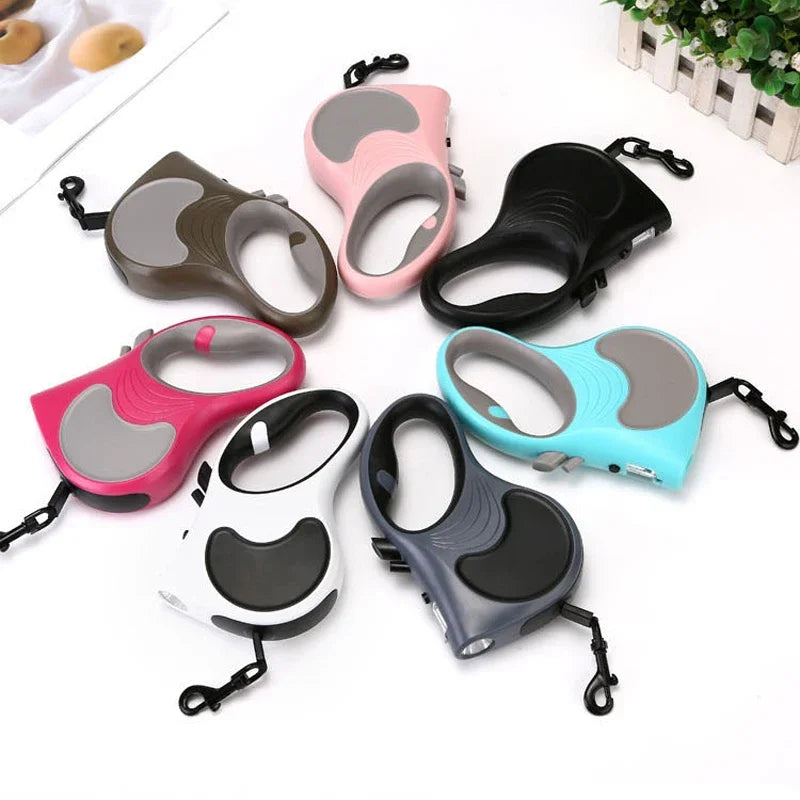 Retractable 5m Dog Leash With Lights For All Pets Durable