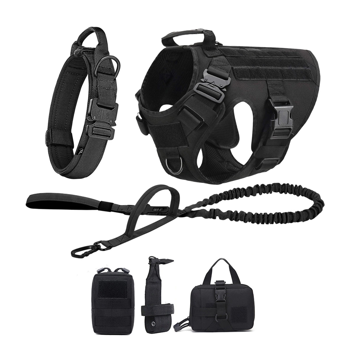 Adjustable Padded Nylon Tactical Dog Harness With Quick Release Buckle
