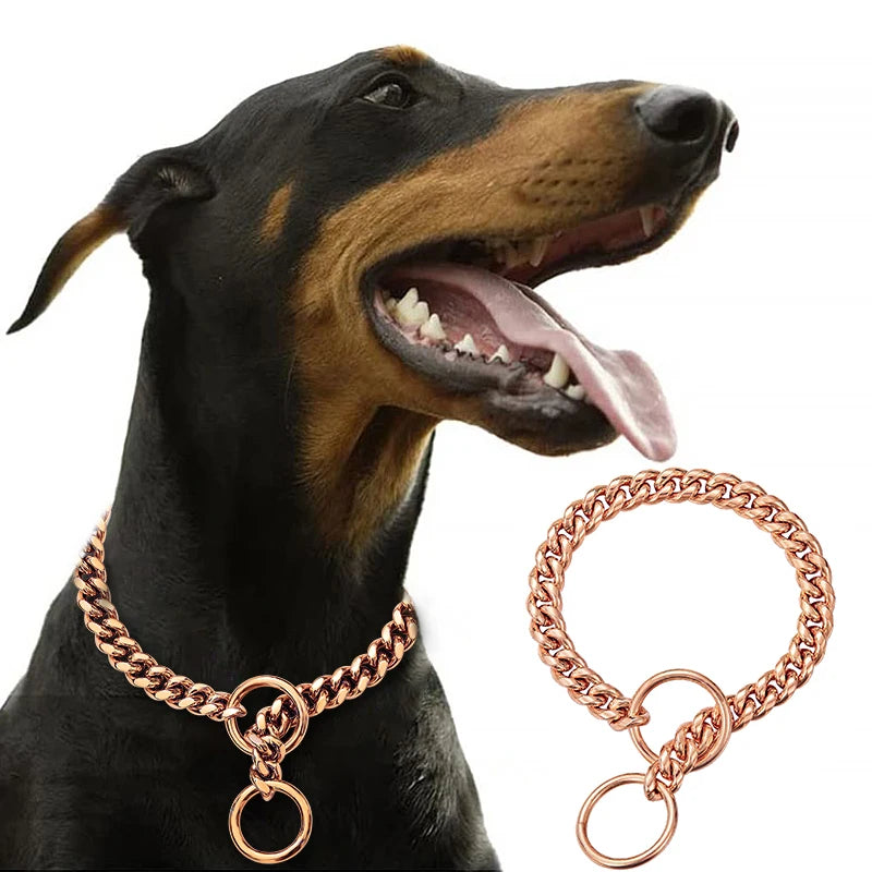Stainless Steel Chain Collar For Dogs Cuban Link Design