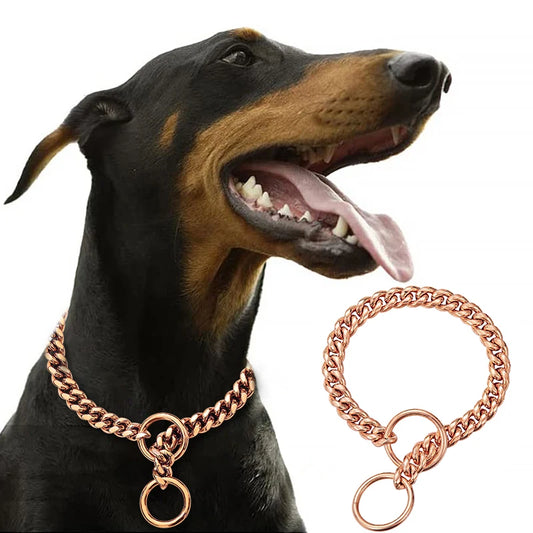 Stainless Steel Chain Collar For Dogs Cuban Link Design