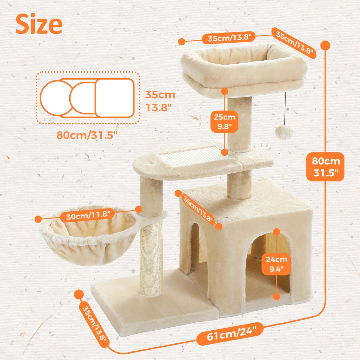 PAWZ Road Cat Tree Tower for Cats with Scratching Posts