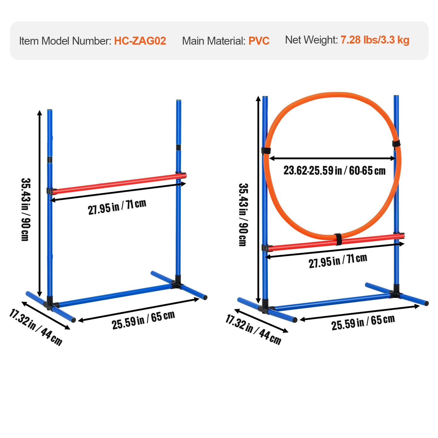 Dog Agility Training Equipment 4-Piece Set With Adjustable Hurdles
