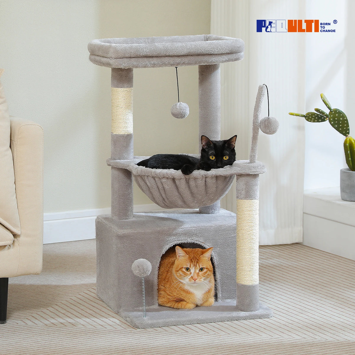 PAWZ Road Indoor Cat Tree With Sisal Post And Hammock