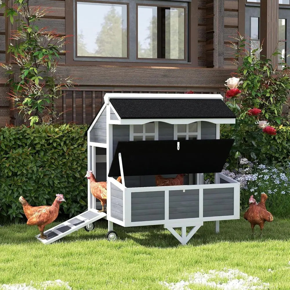Portable Chicken Coop For 2 To 4 Hens With Nesting Box, Windows, And Perches