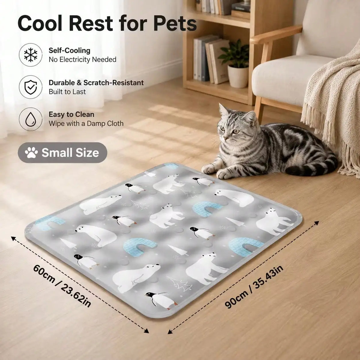 Water Filled Pet Cooling Mat With Breathable Cotton Surface