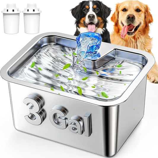Stainless Steel Dog Water Fountain With Filters Auto Dispenser