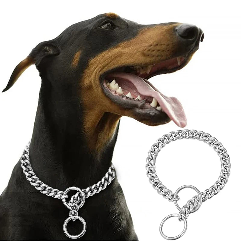 Stainless Steel Chain Collar For Dogs Cuban Link Design