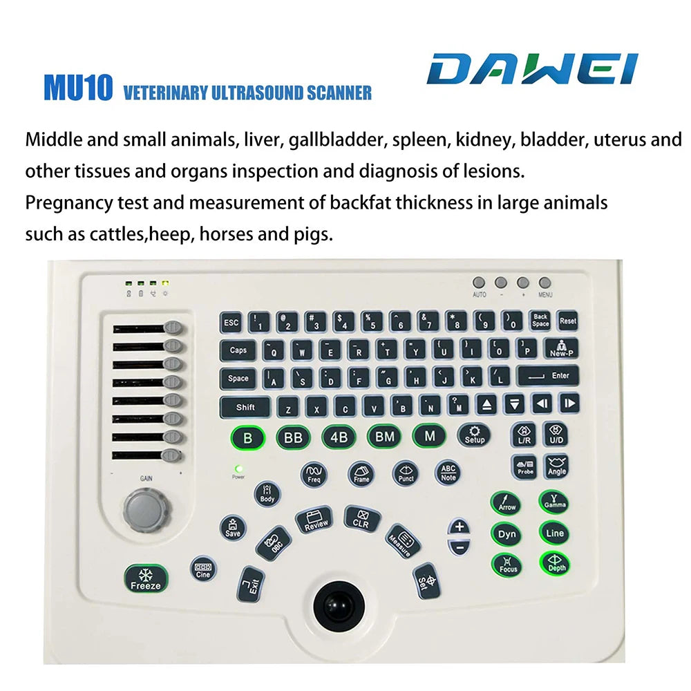 DAWEI Portable Veterinary Ultrasound Scanner With 3.5MHz Convex Probe