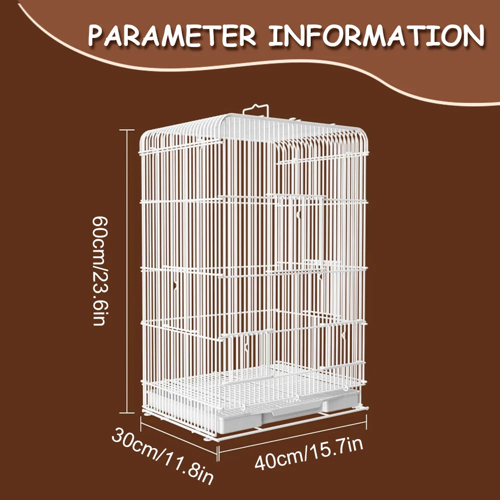 Wrought Iron Bird Cage Portable Parrot Cage With Removable Tray