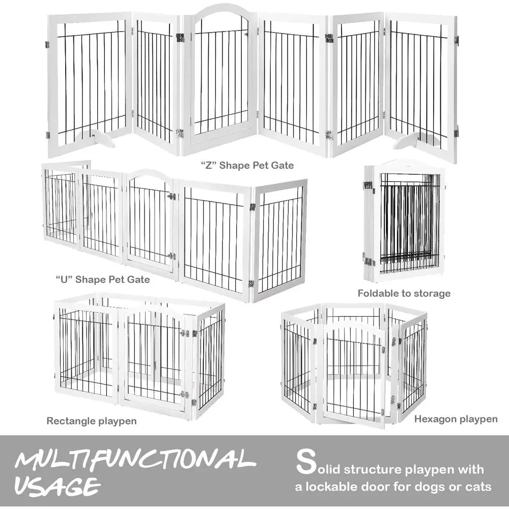 Six-Panel Freestanding Pet Gate for Doorways and Stairs