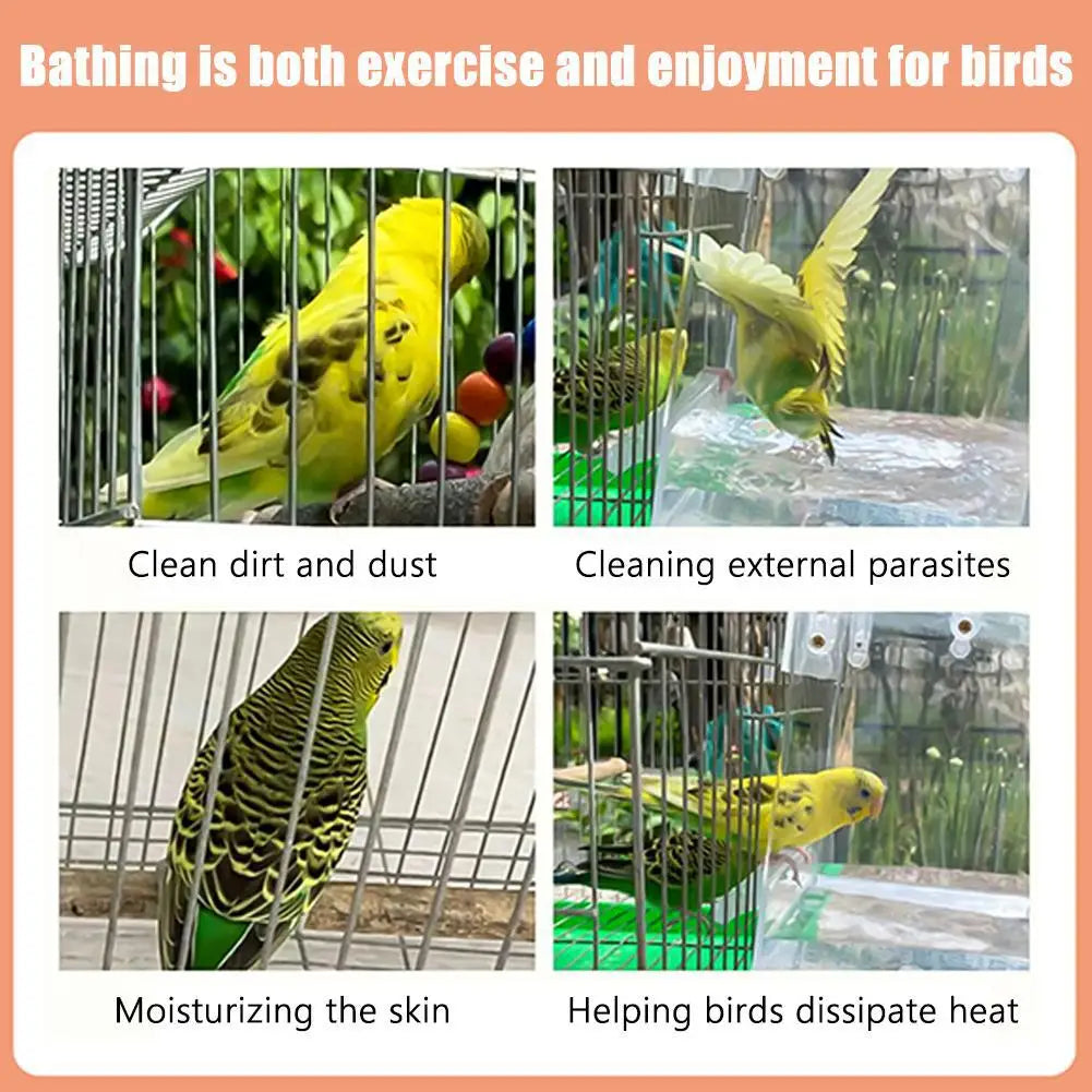 Plastic Hanging Bird Bath Box For Parakeet Parrot Pets