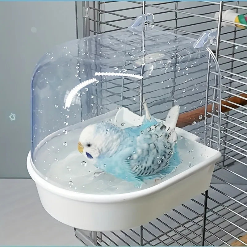 Transparent Bird Bath Tub With Easy Grip Handle Splash Proof