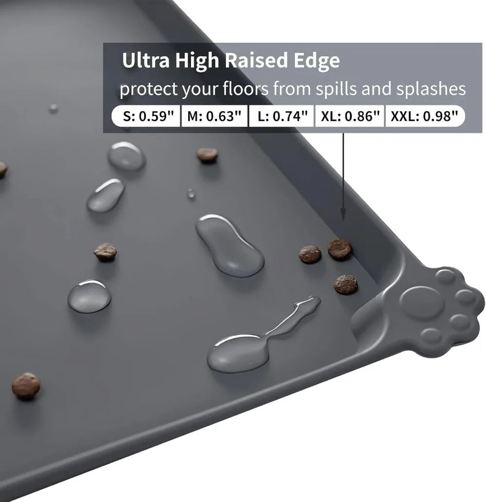 Waterproof Silicone Pet Feeding Mat Non Slip With Raised Edges