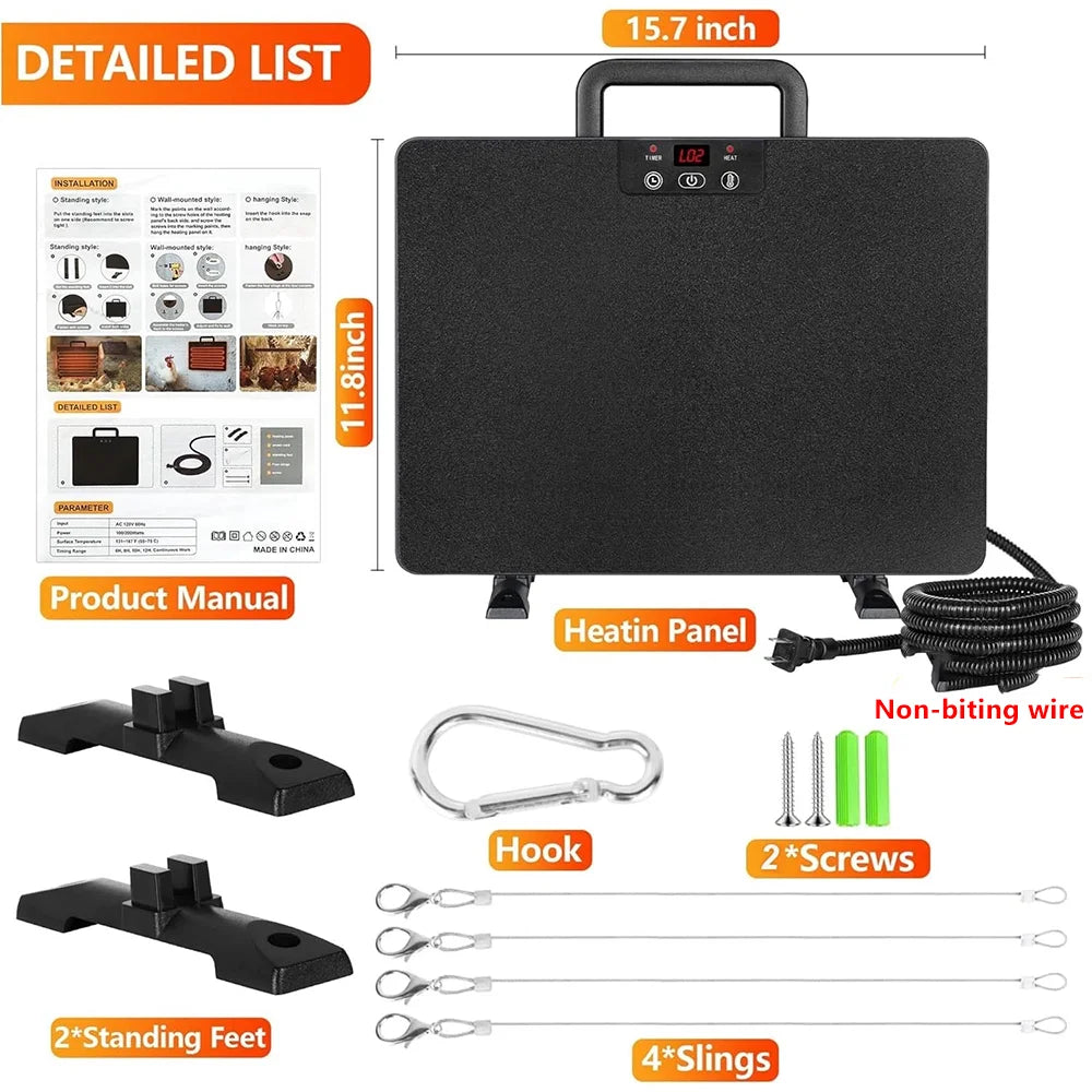 Universal Chicken Coop Heater Thermostatic Panel Adjustable Temperature
