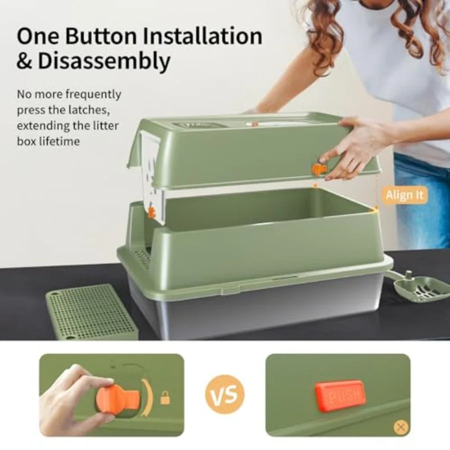 Cat Litter Box With Lid Carbon Filter Odor Control