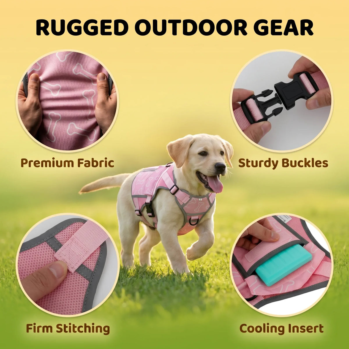 Pet Dog Cooling Vest Harness Jacket With Freezer Packs