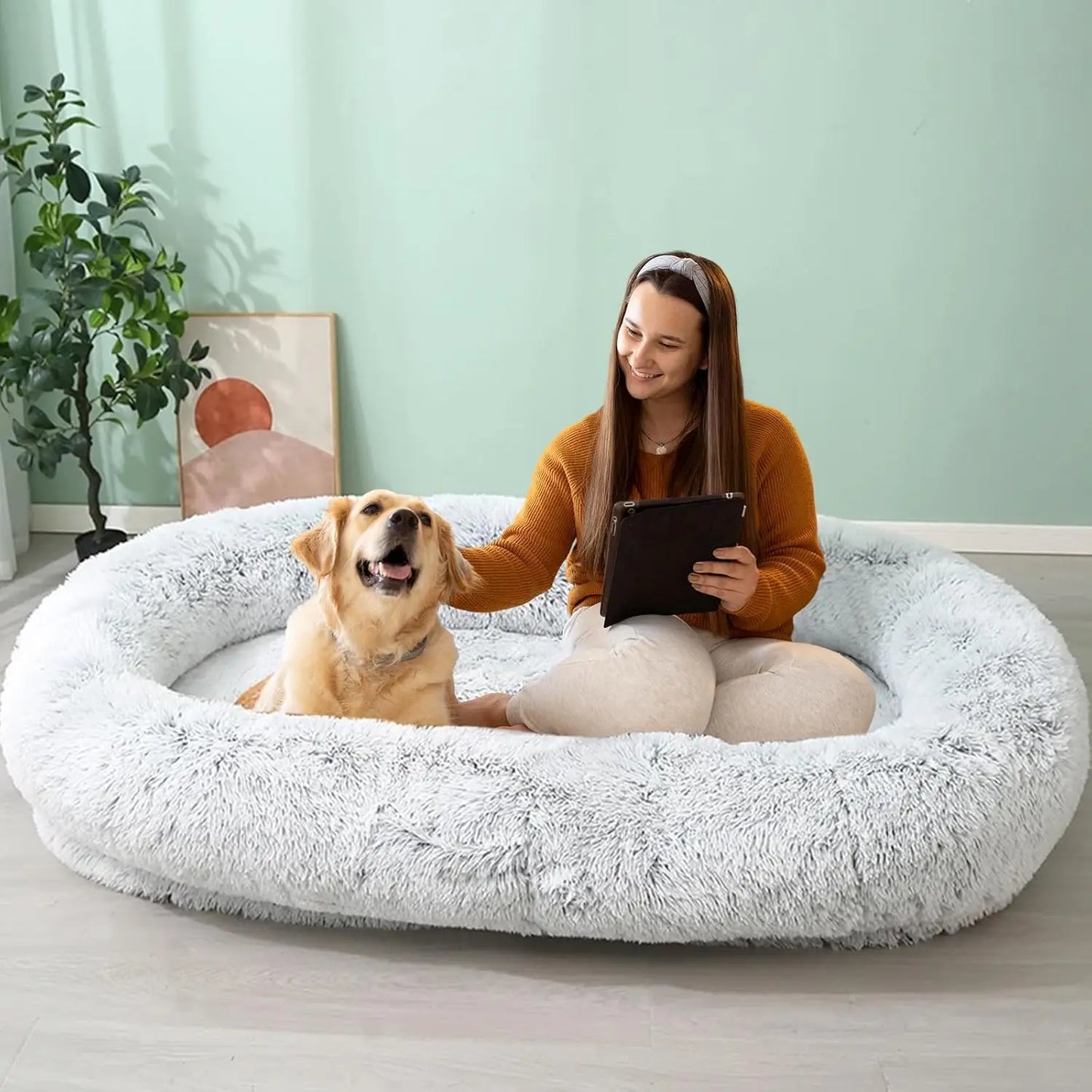 Ultra Soft Plush Human Dog Bed For Adults And Pets With Egg Crate Foam