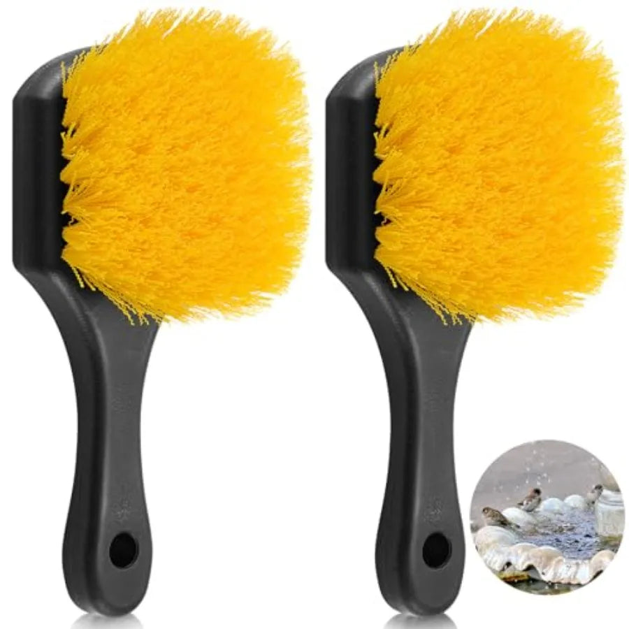 Durable Stiff Bristle Bird Bath Cleaning Brush With Plastic Handle
