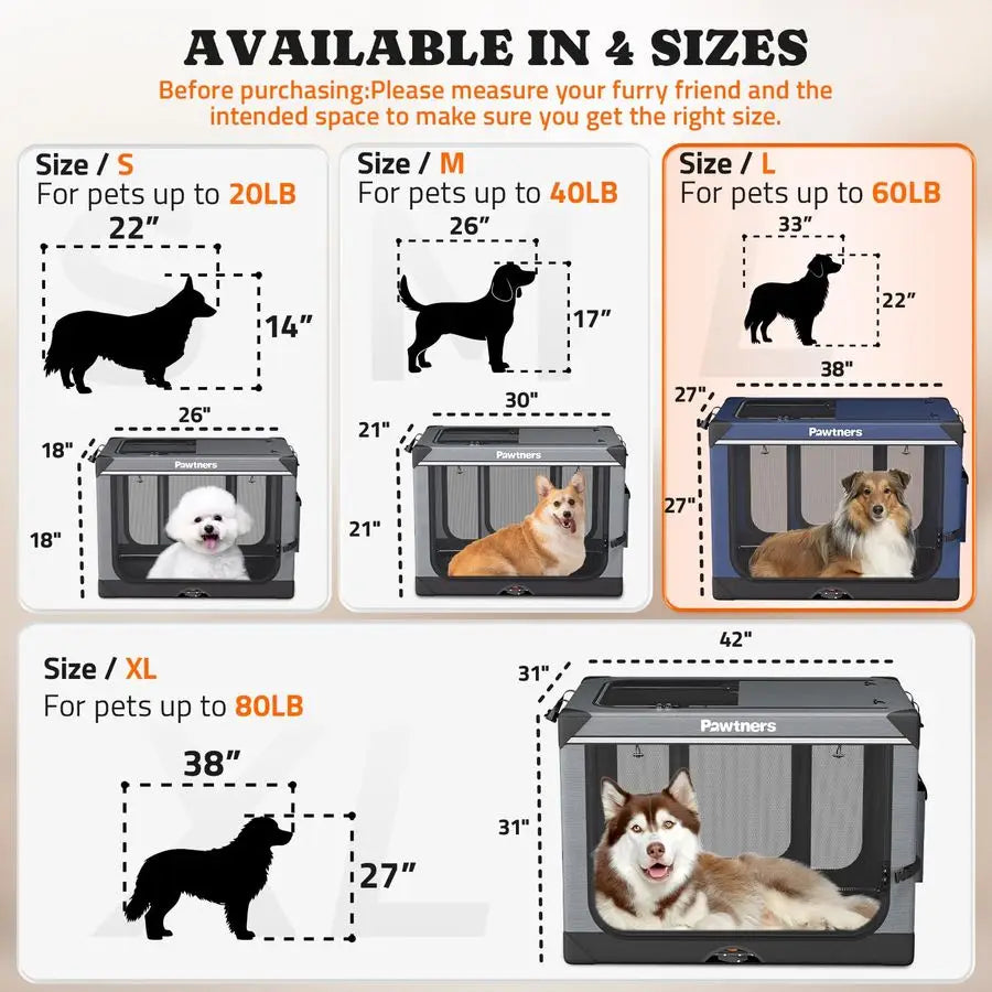 Foldable Soft Sided Dog Crate Travel Kennel With Mat