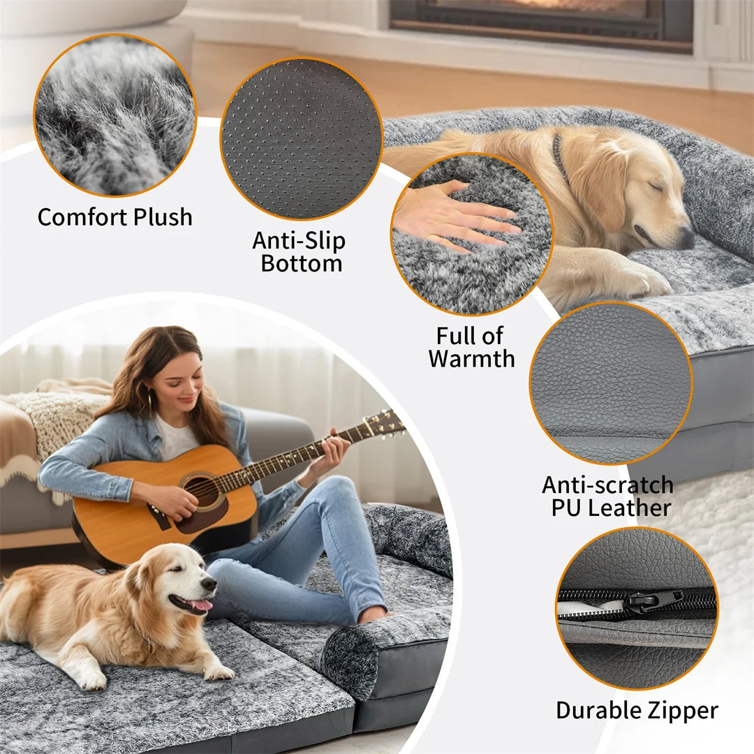 Bingopaw Orthopedic Dog Bed With Plush Cover And Foldable Base