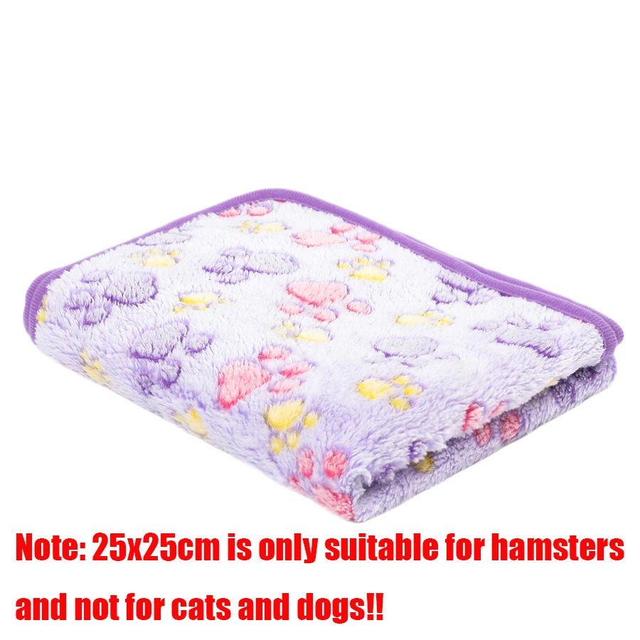 Soft Fluffy Flannel Pet Blanket for Dogs Paw Print