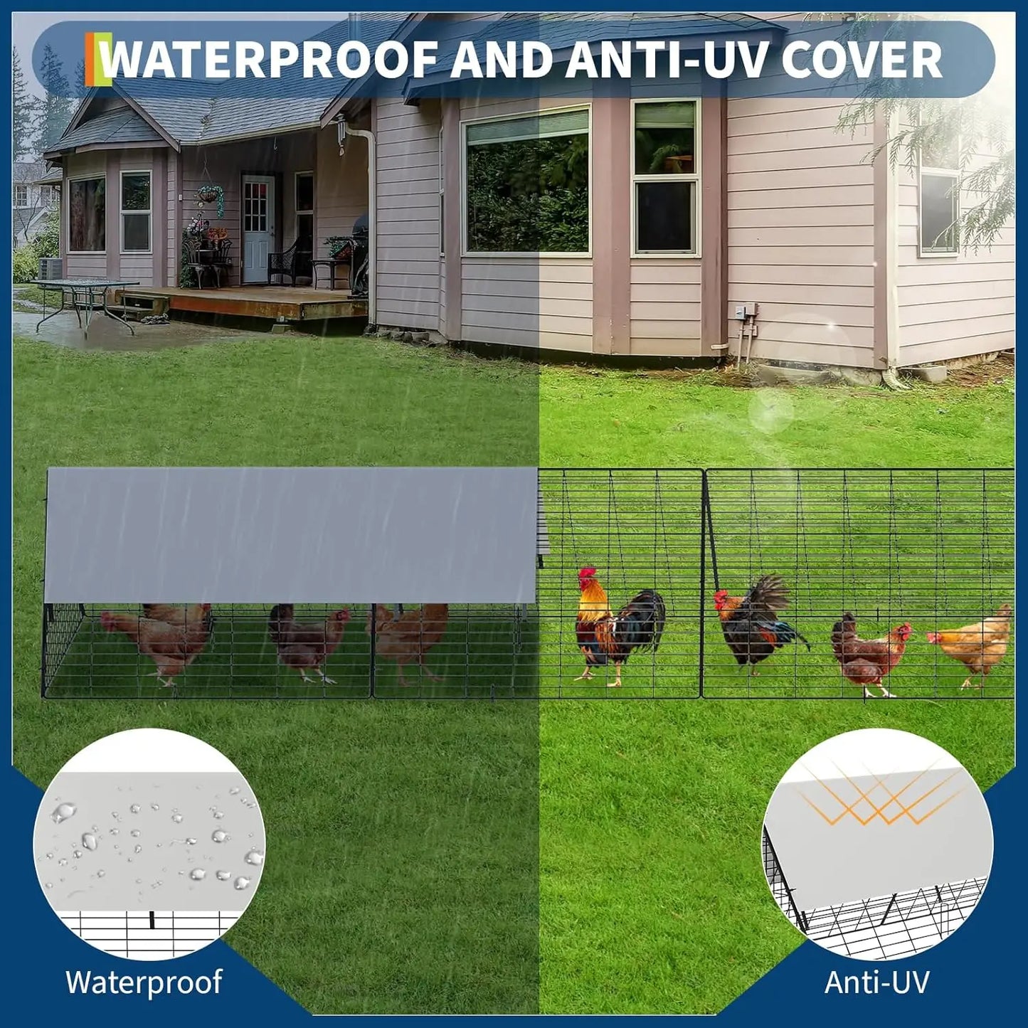 HiMISS Heavy Duty Metal Chicken Tunnel Outdoor Yard Weatherproof Cage