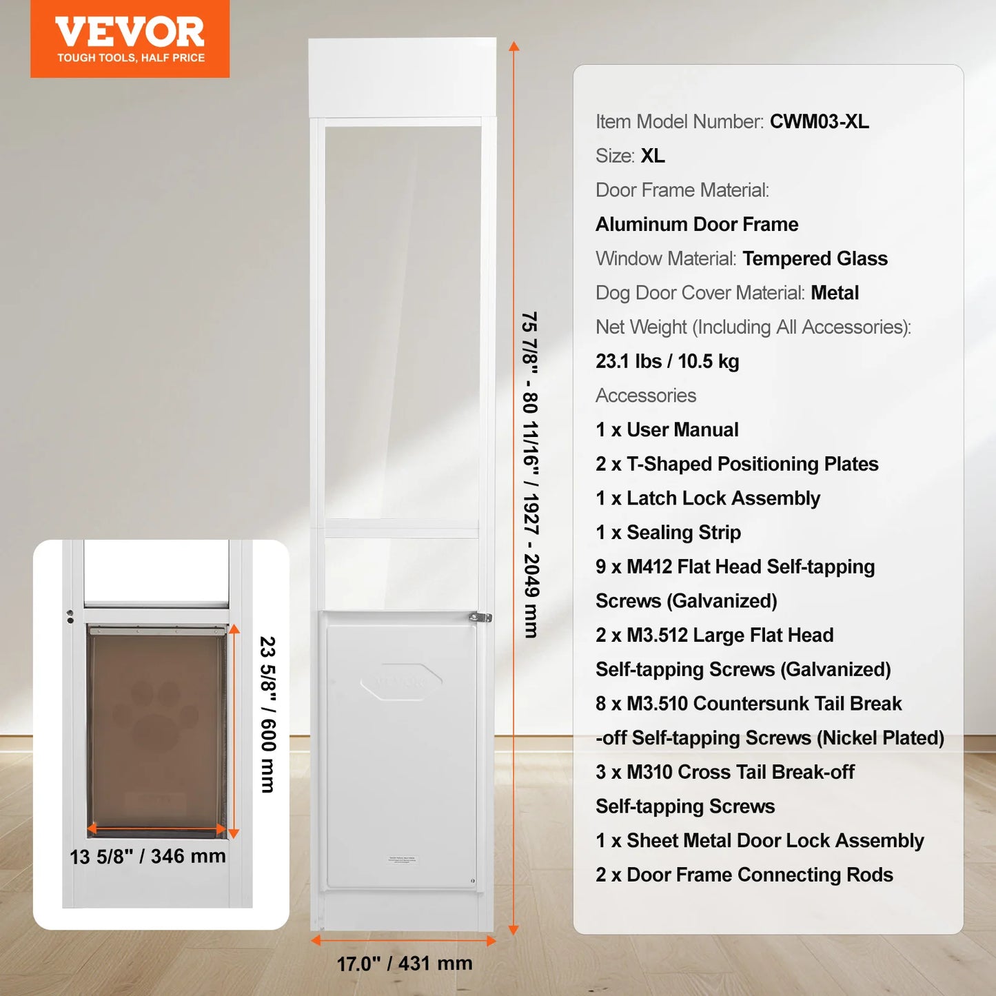 Dog Door For Sliding Glass Door With Adjustable Height Frame